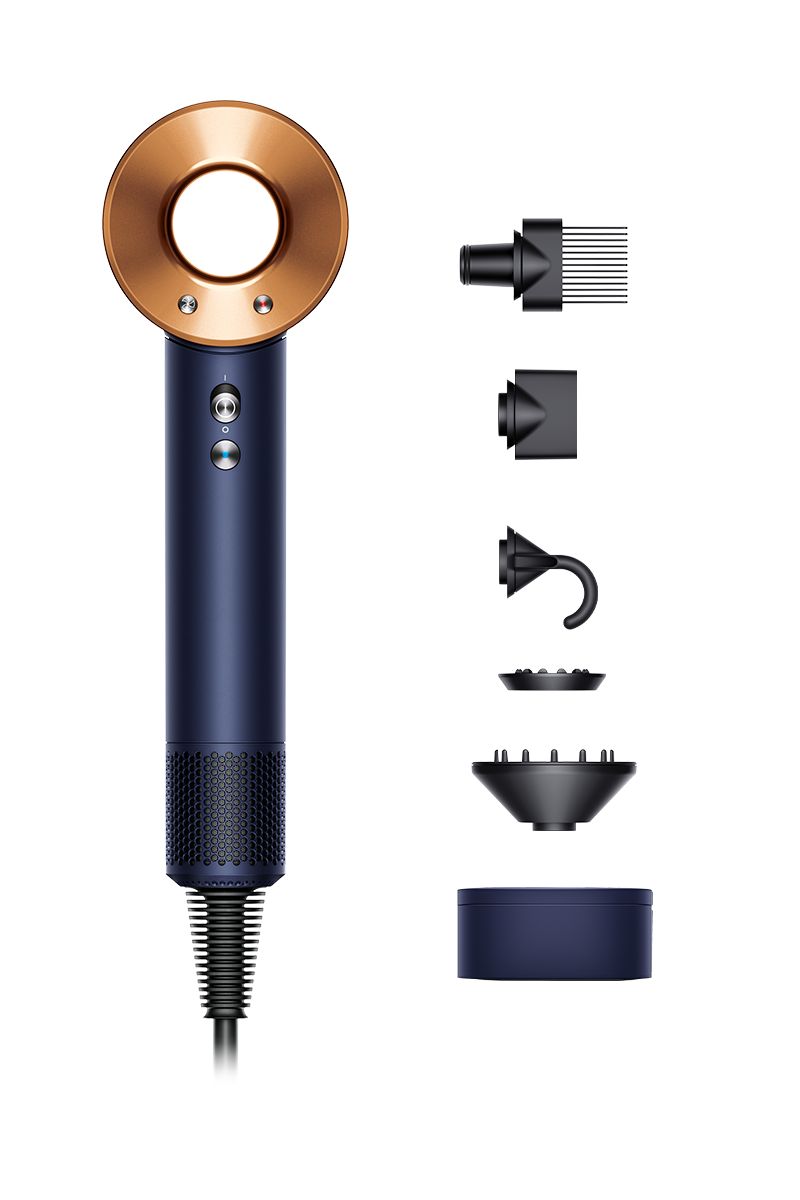 secador de pelo dyson supersonic en azul prusia y cobre intenso