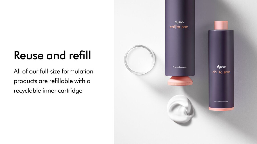recambio de crema pre-peinado dyson chitosan acondicionador ligero para cabello liso a ondulado