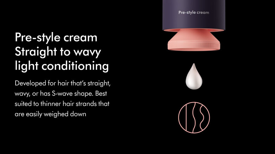 crema pre-peinado dyson chitosan acondicionador ligero para cabello lacio a ondulado.