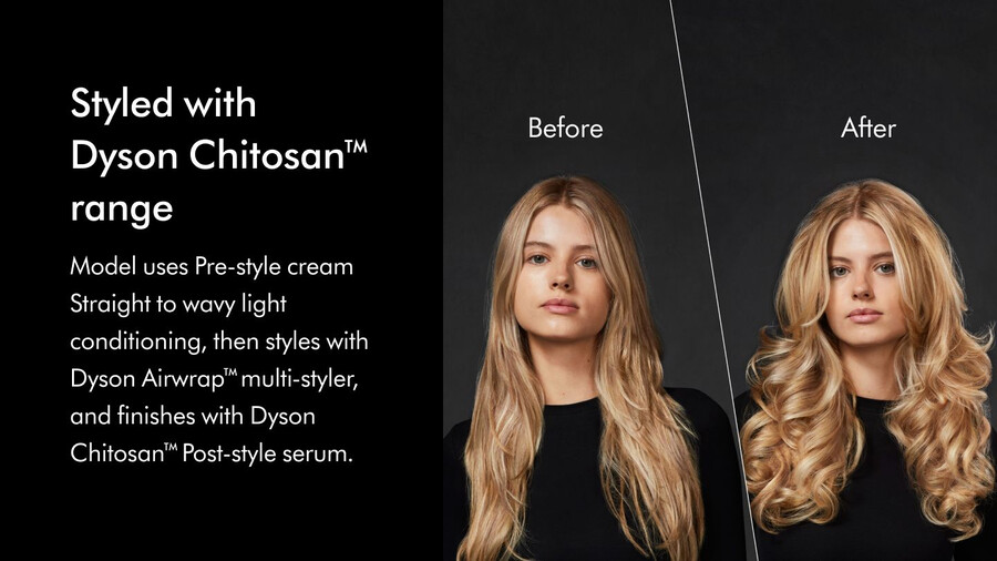 crema pre-peinado dyson chitosan acondicionador ligero para cabello lacio a ondulado.