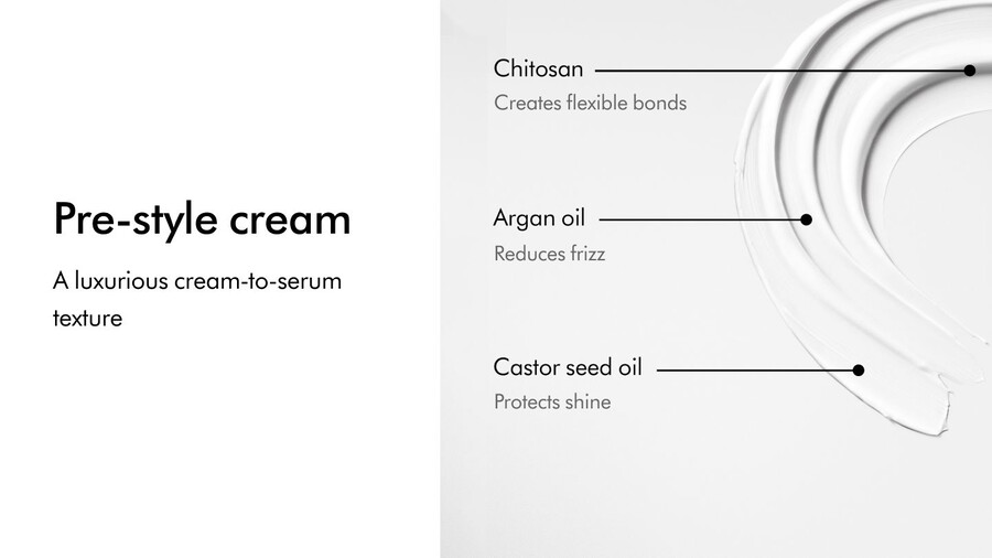 crema pre-peinado dyson chitosan acondicionador rico para cabello liso a ondulado