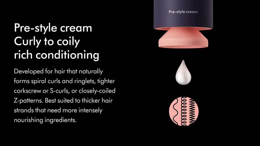 crema pre-peinado dyson chitosan acondicionador rico para cabello rizado a crespo